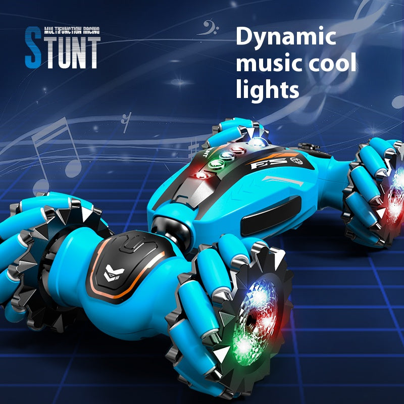 RC remote control high-tech glow-in-the-dark four-wheel drive side-trick transforming car toy