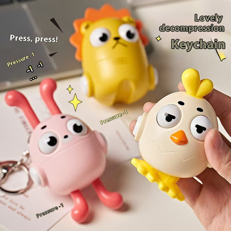 Popular cute animal with sound effects keychain multifunctional educational decompression toy desktop ornament