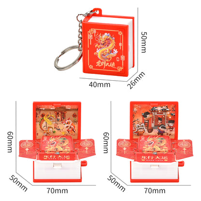 Chinese dragon 3D book key chain Creative decompression toys School bag pendant